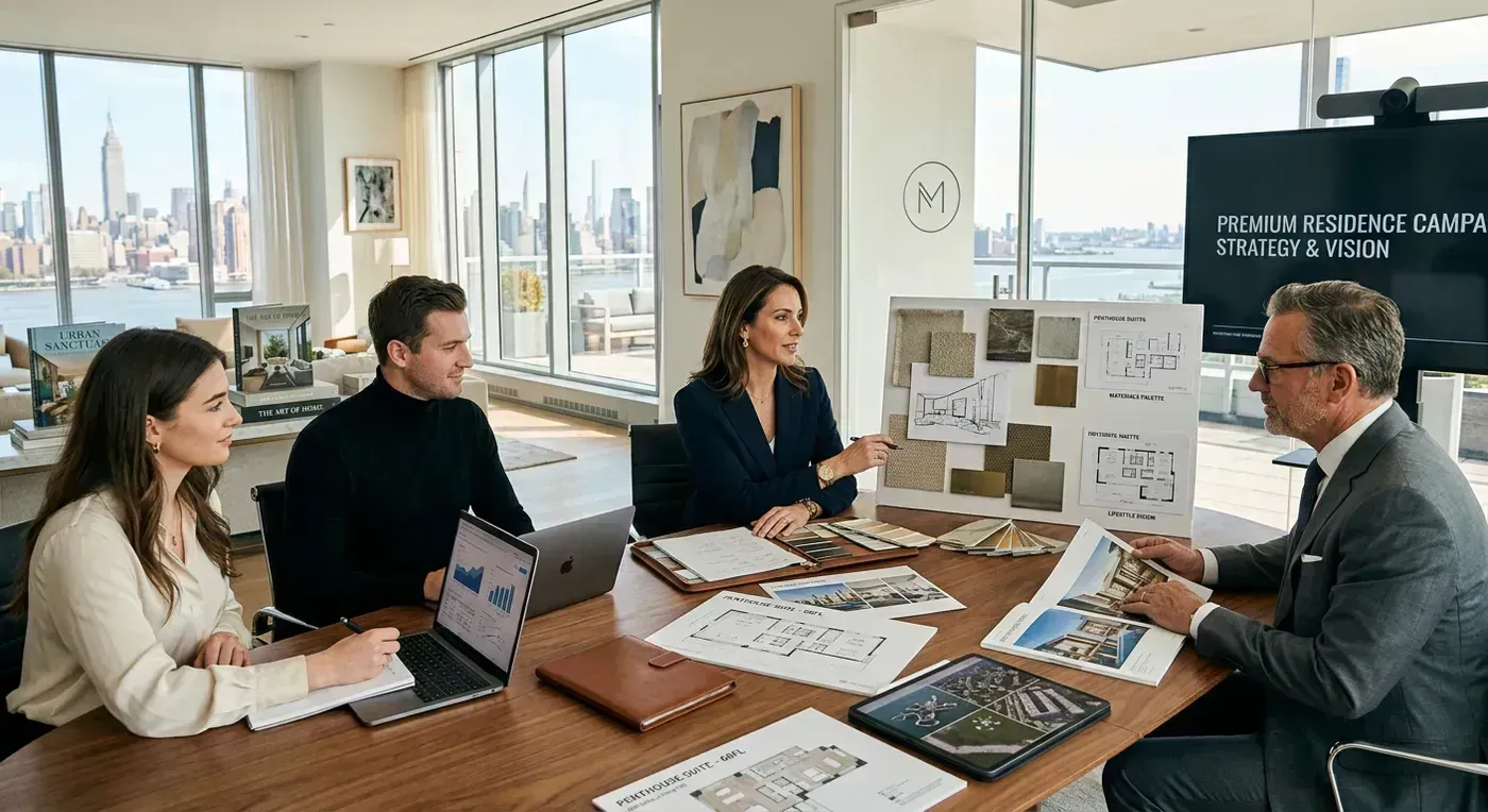 Drone shot of a luxury estate with infinity pool and ocean views at golden hour