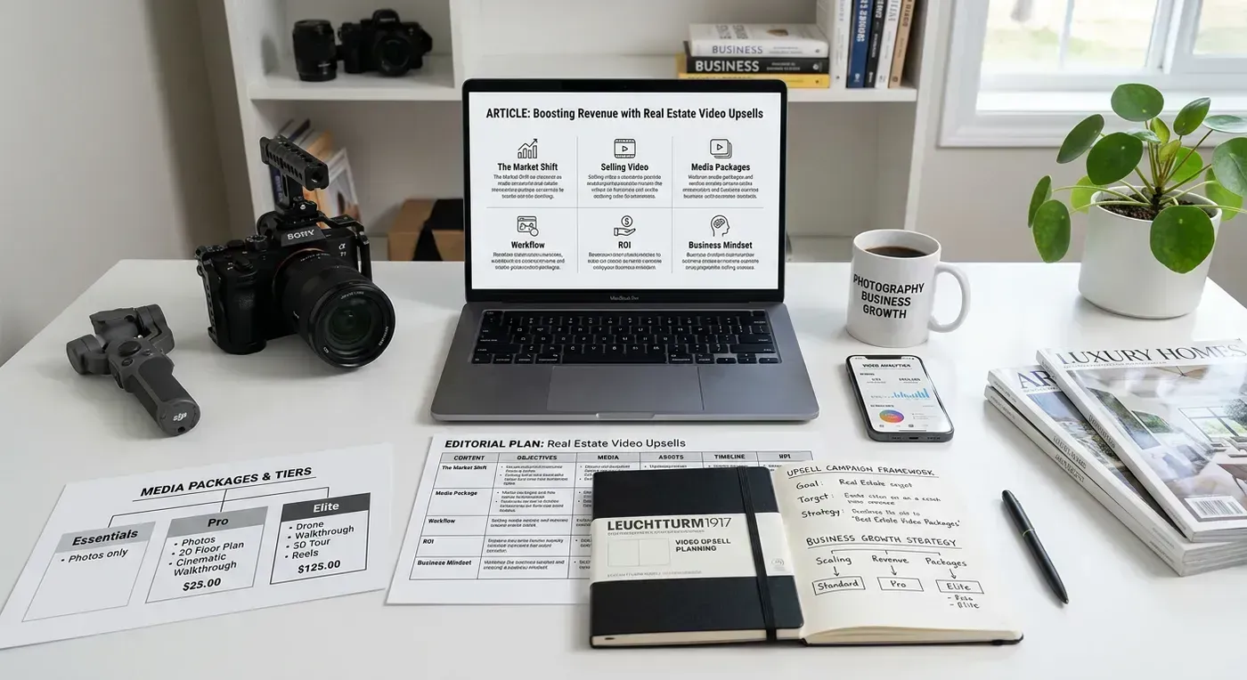 Pricing sheet showing photography packages with AI video add-on tiers and bundle pricing