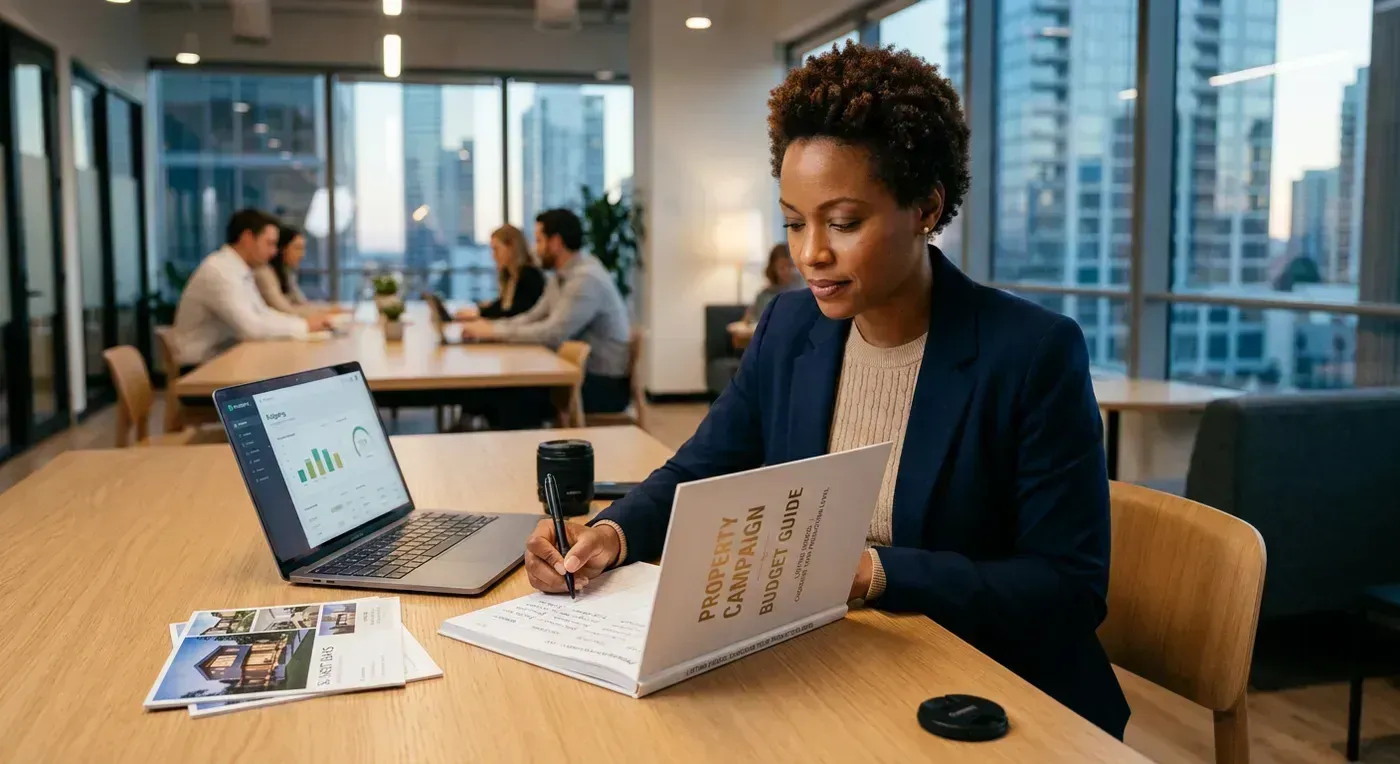 Flat lay of budget video equipment: smartphone, clip-on mic, small tripod, ring light, and lavalier microphone on a desk