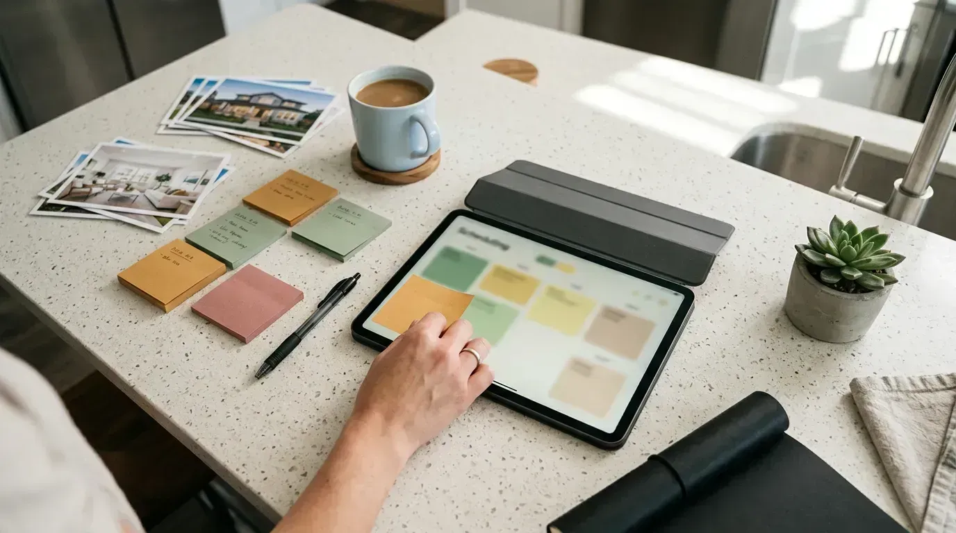 Weekly content calendar for a real estate TikTok account with color-coded content types and posting times